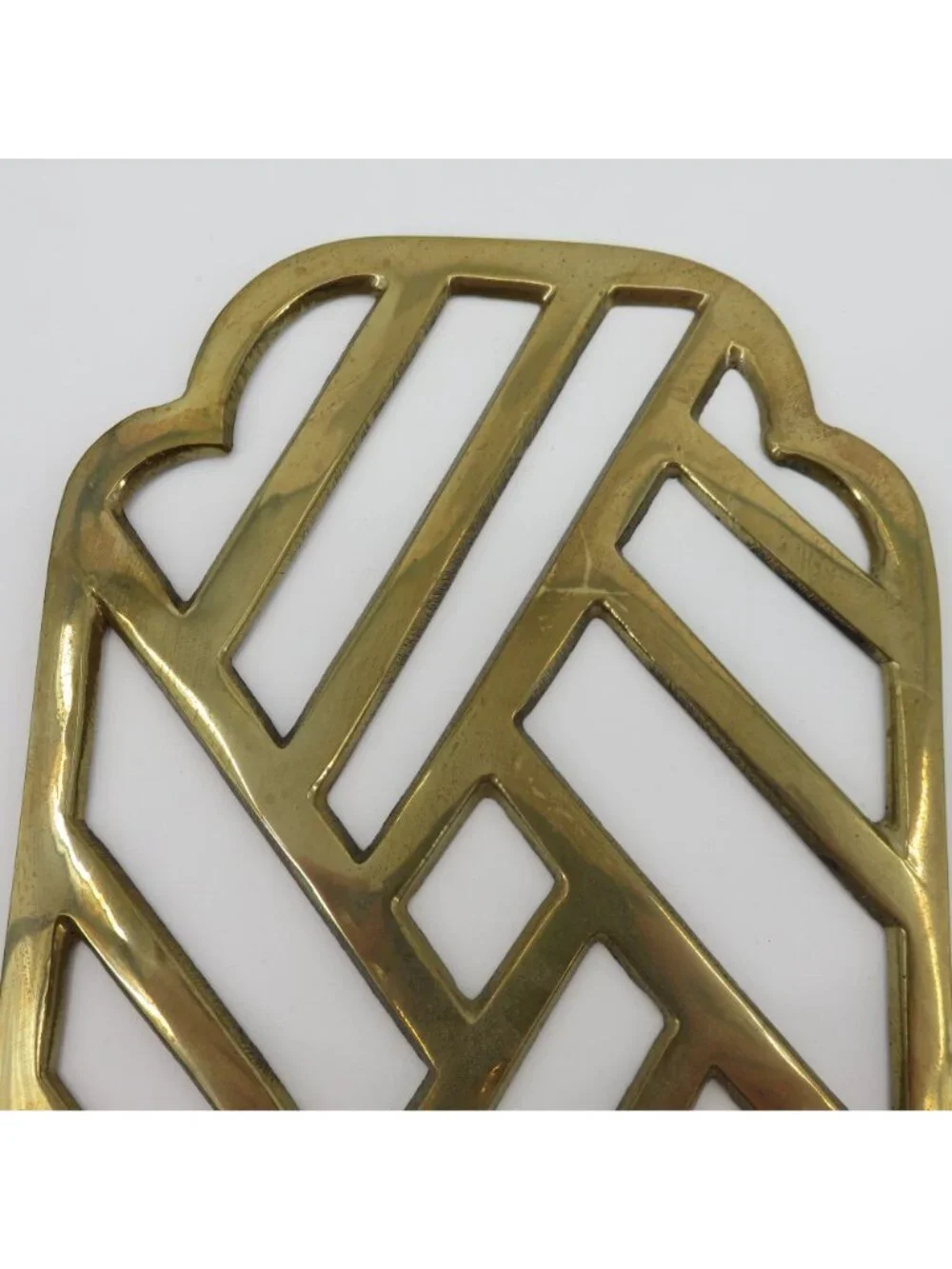 VTG Brass Metal Wall Sconce Candle Candlestick Holder Retro Geometric Hanging